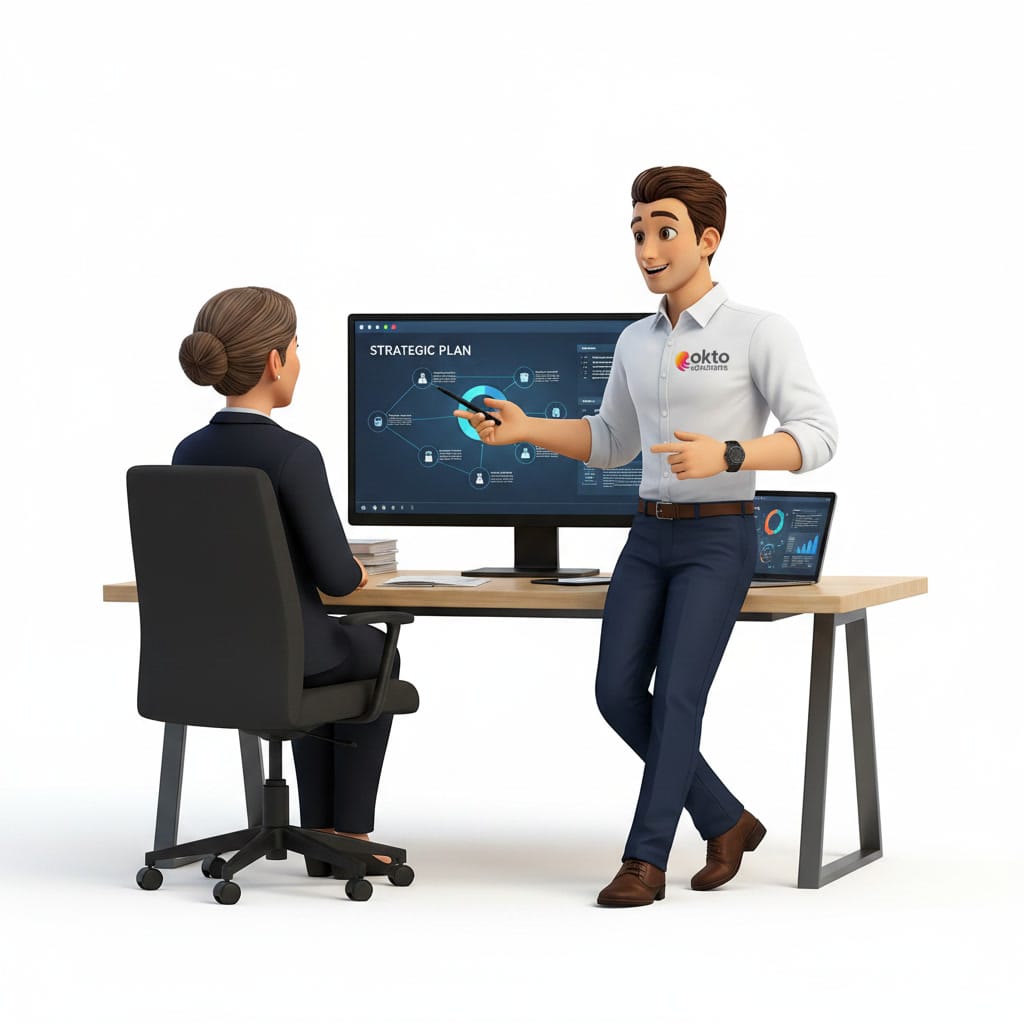 Consultant explaining Law 25 compliance to a Montreal business