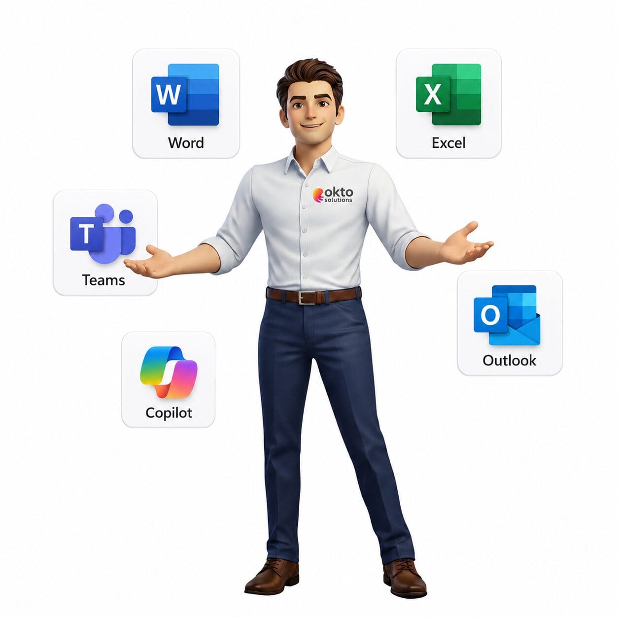 Microsoft 365 suite with Word, Excel, Teams, Outlook and Copilot