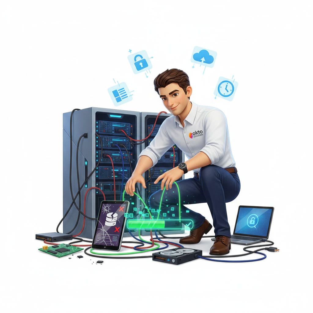 Data restore from a server rack after a ransomware attack