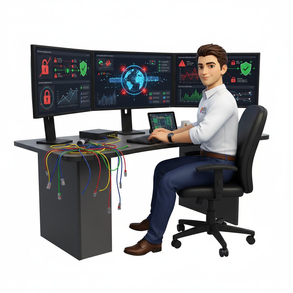 Threat monitoring on three screens, detection of a compromised mailbox