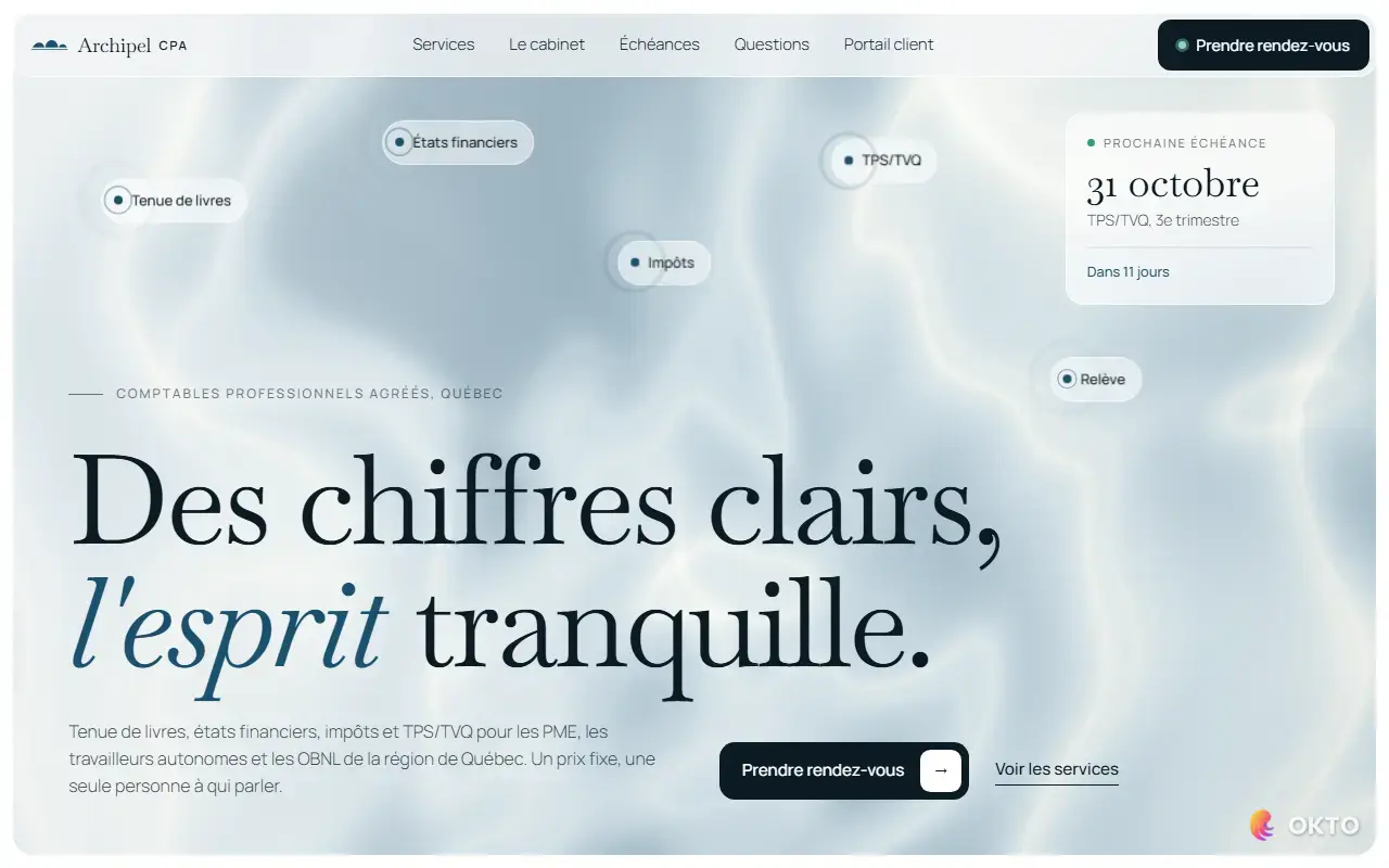 Accueil du site de démonstration Archipel CPA, cabinet comptable