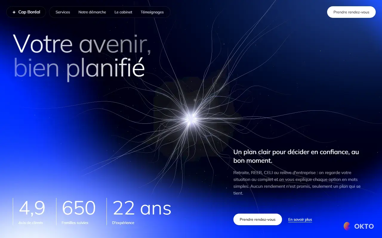 Accueil du site de démonstration Cap Boréal, planification financière