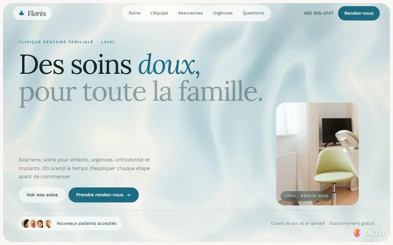 Accueil du site de démonstration Clinique dentaire Florès, clinique dentaire
