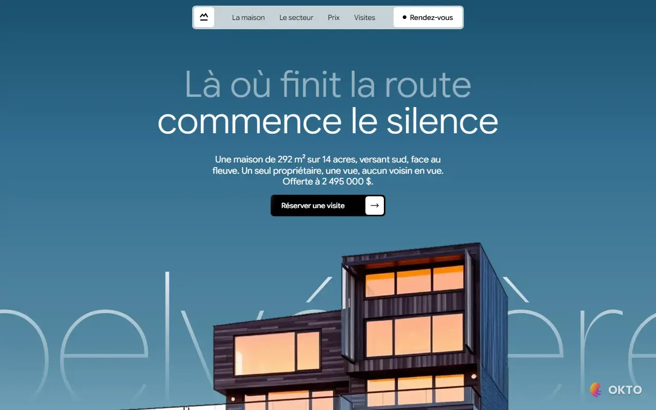 Home page of the Domaine Belvédère demo website, property for sale