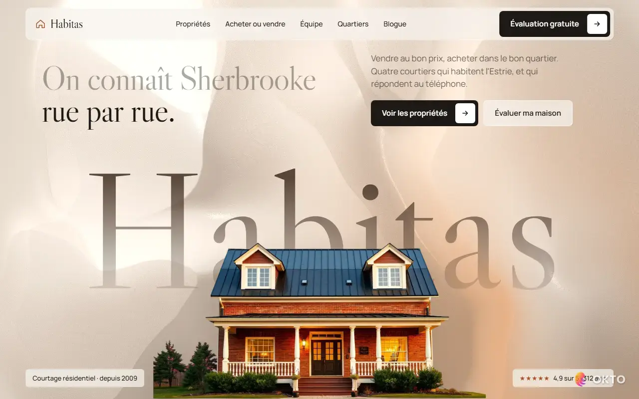 Home page of the Habitas Immobilier demo website, real estate brokerage agency