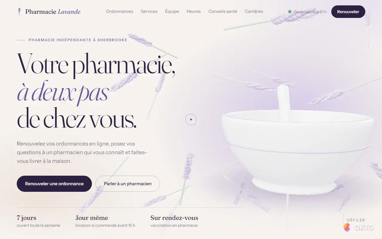 Accueil du site de démonstration Pharmacie Lavande, pharmacie de quartier