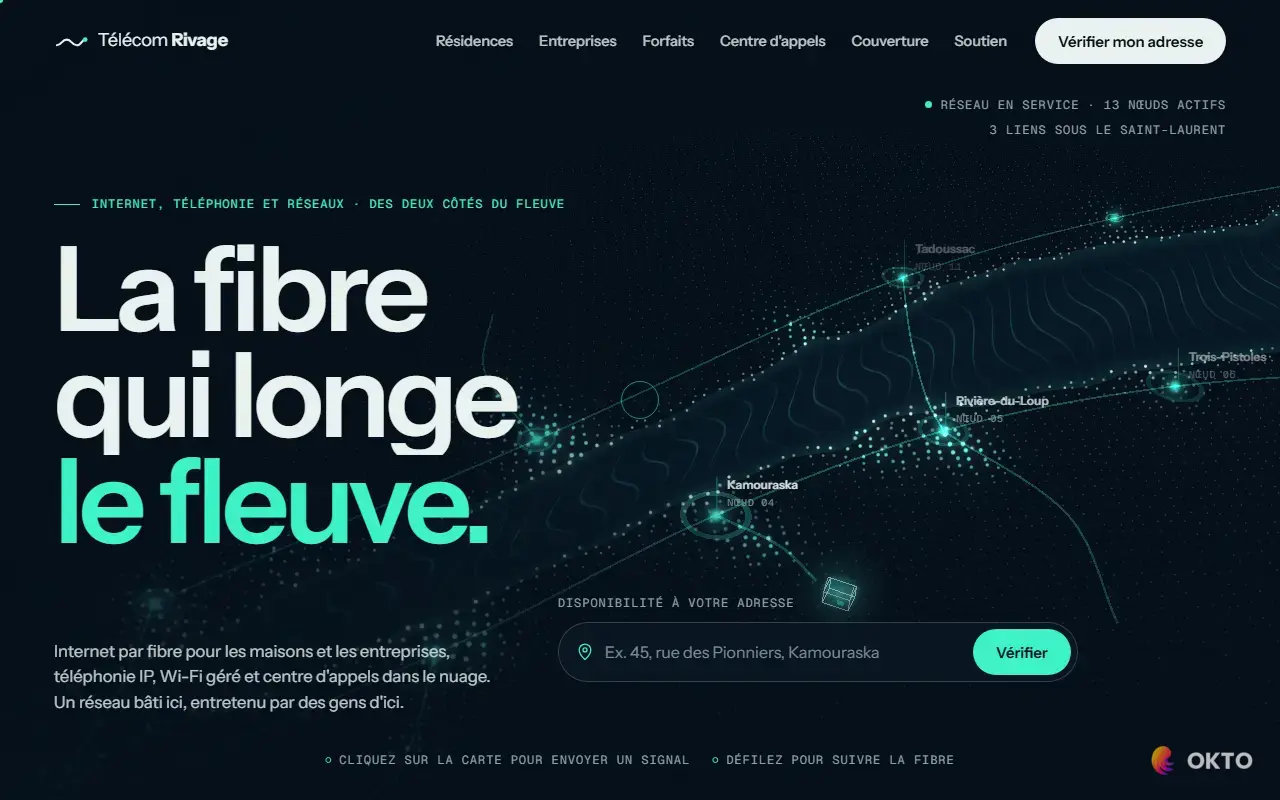 Home page of the Télécom Rivage demo website, telecommunications