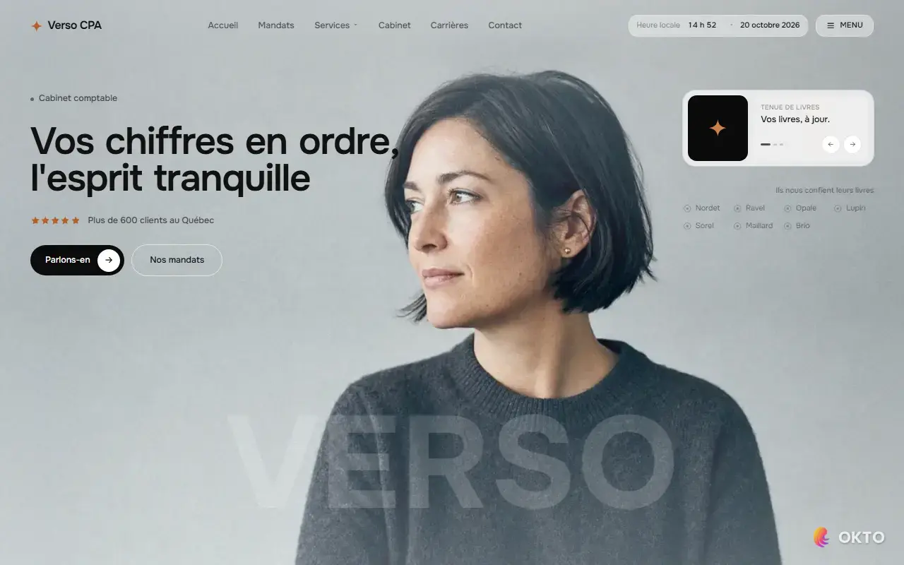 Accueil du site de démonstration Verso CPA, cabinet comptable pour PME