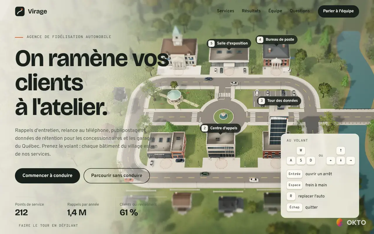 Home page of the Virage demo website, automotive loyalty agency