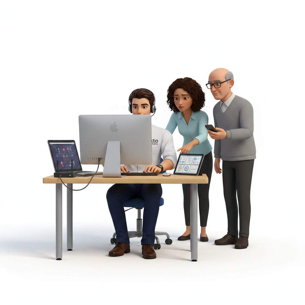 OKTO Solutions helpdesk with headset and user support
