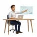 Technicien OKTO Solutions bâtissant un plan stratégique TI sur écran holographique depuis son poste de travail