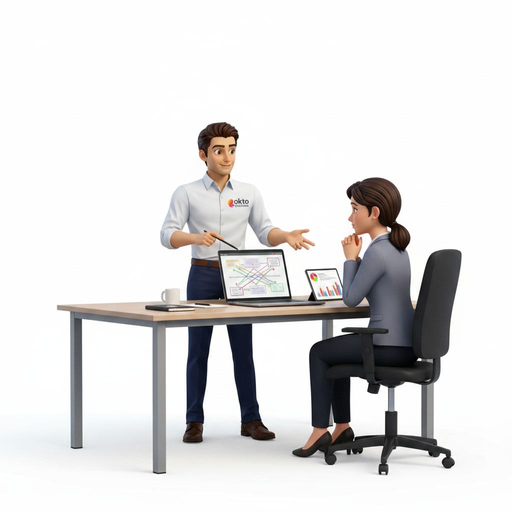 IT consultant presenting a managed IT support plan to an SMB executive