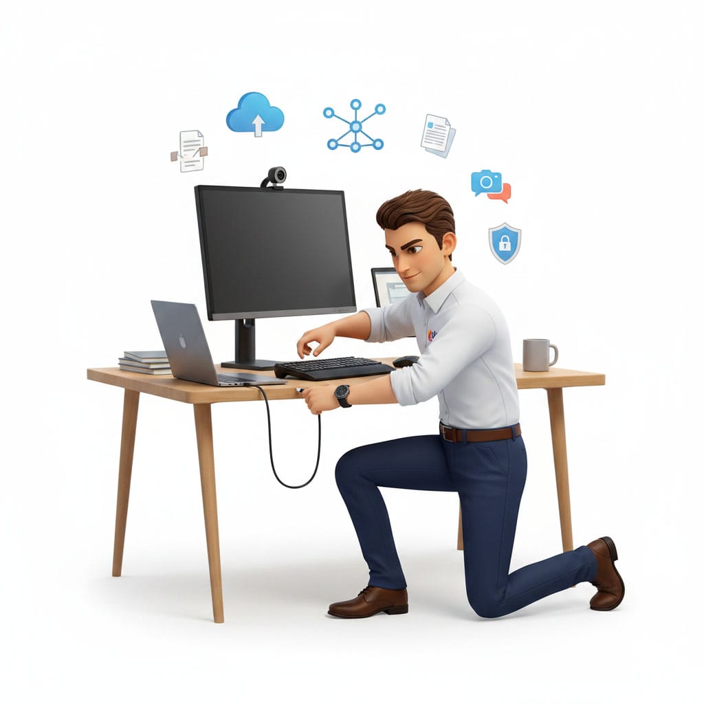 Workstation set up for a Brossard employee working from home