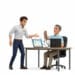 Client débranchant son ancien serveur local pendant qu'un technicien OKTO Solutions confirme « Migration complete » à l'écran