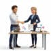 Cliente tenant son contrat de services gérés signé et serrant la main d'un conseiller OKTO Solutions