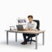 Concepteur web OKTO Solutions travaillant sur la maquette d'un site internet, tablette affichant l'arborescence des pages
